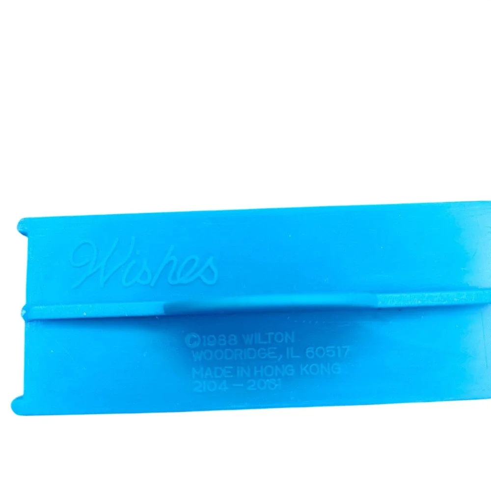 Wilton Cake Message Press Set 1988 Blue 6pc 2104-2061 Happy Birthday Anniversary